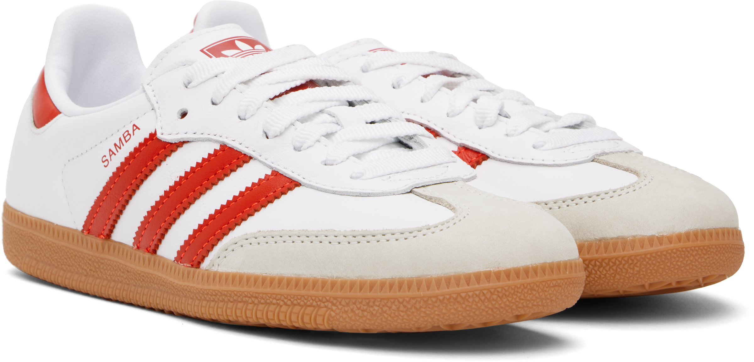 Бело-красные кроссовки Samba OG Adidas Originals, Cloud white/Solar red/Off white — фото 4