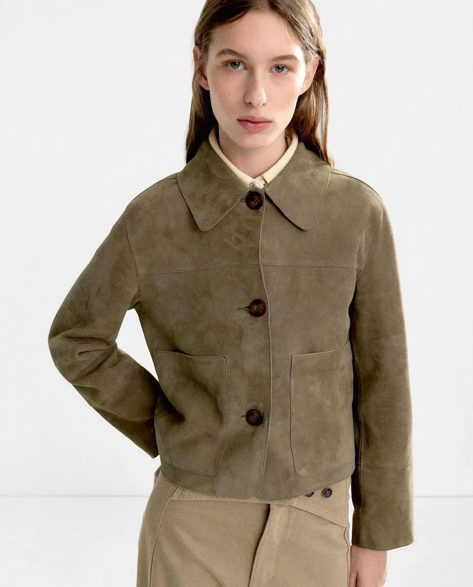 

Женская кожаная куртка с кнопками без узора Parfois, коричневый