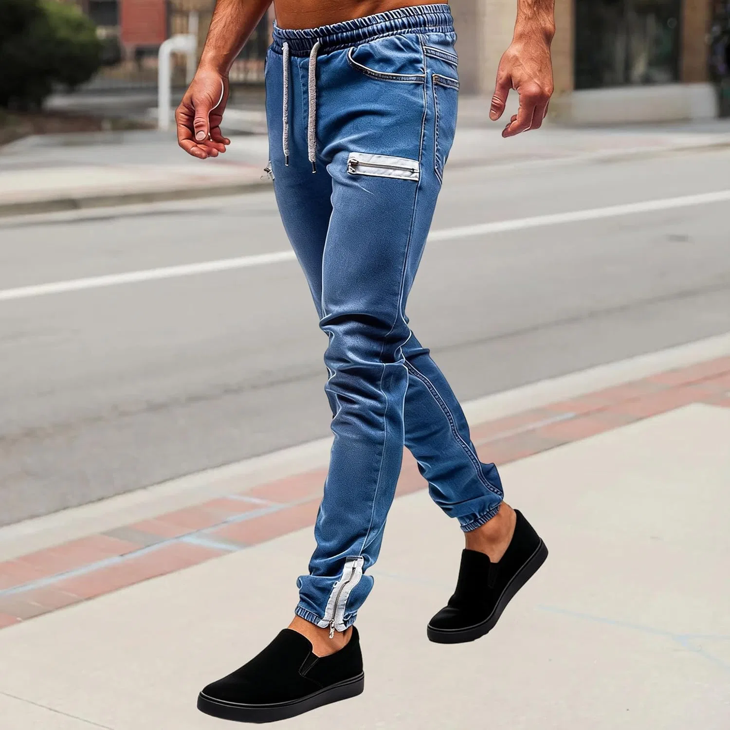 Джинсы деним, Streetwear Hip Hop, Dark Blue — фото 2