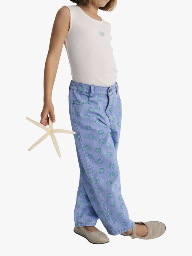 

Детские джинсовые брюки с принтом улыбок из хлопка The New Society