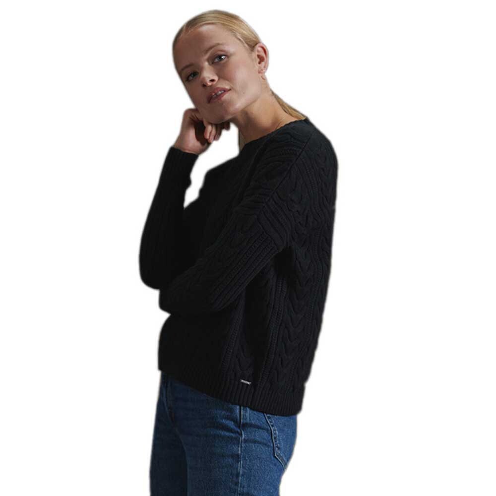 

Свитер Superdry Dropped Shoulder Cable Crew, черный