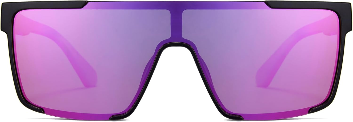 

Солнцезащитные очки Cyxus One-Piece с поляризацией, для женщин и мужчин, TR90, увеличенные квадратные линзы TAC, модные, защита UV400, P1131, Frame:black+ Lens:purple-1310