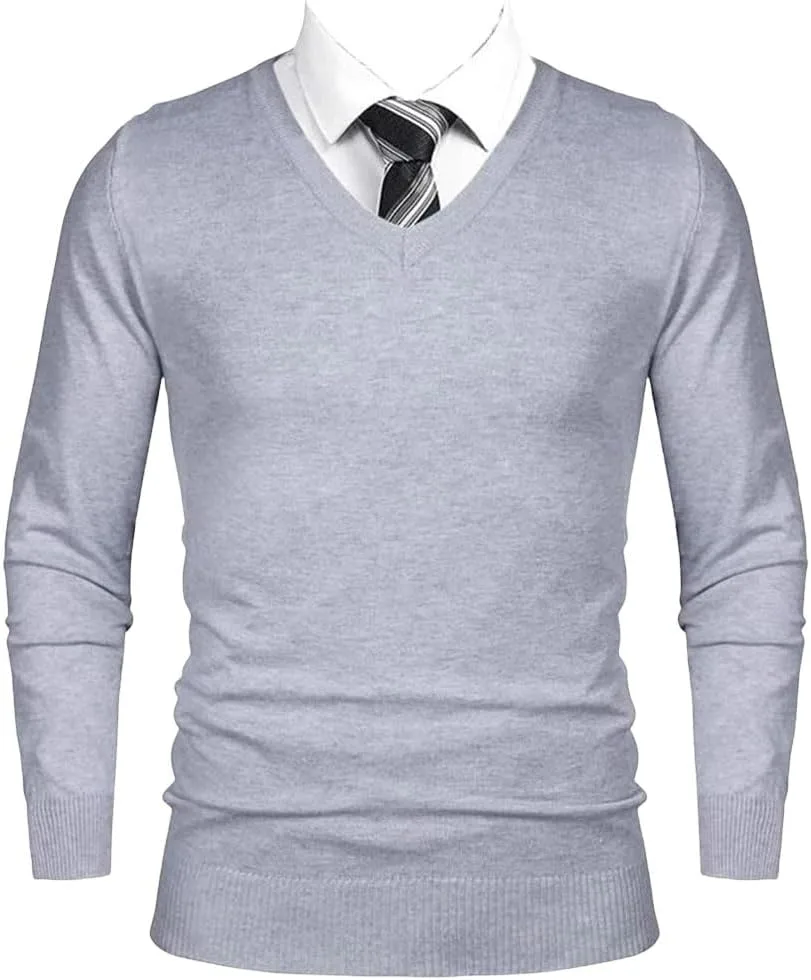 

Мужской легкий шерстяной свитер V-образным вырезом для делового повседневного стиля
