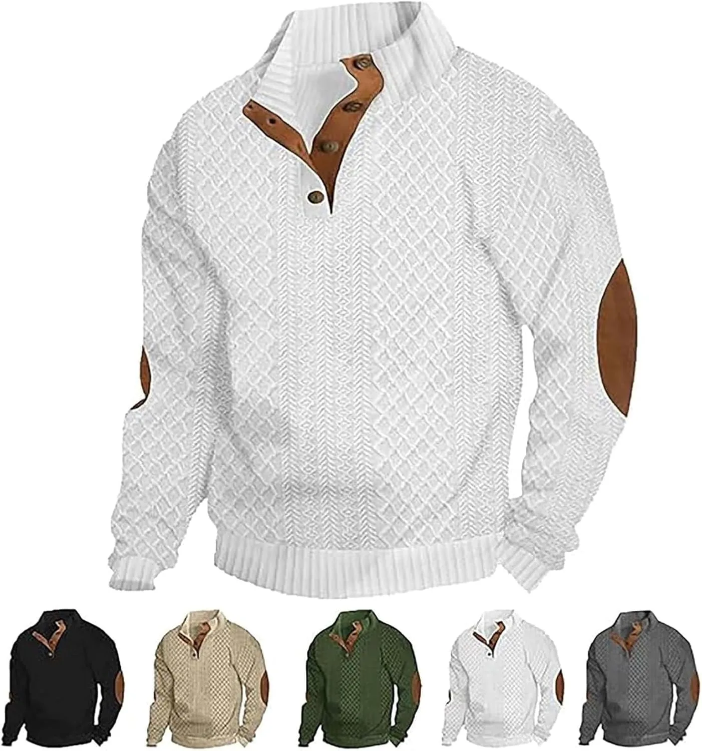 

Мужской повседневный свитер Stand Collar 1/4 Button Pullover из кашемира NoworFewer