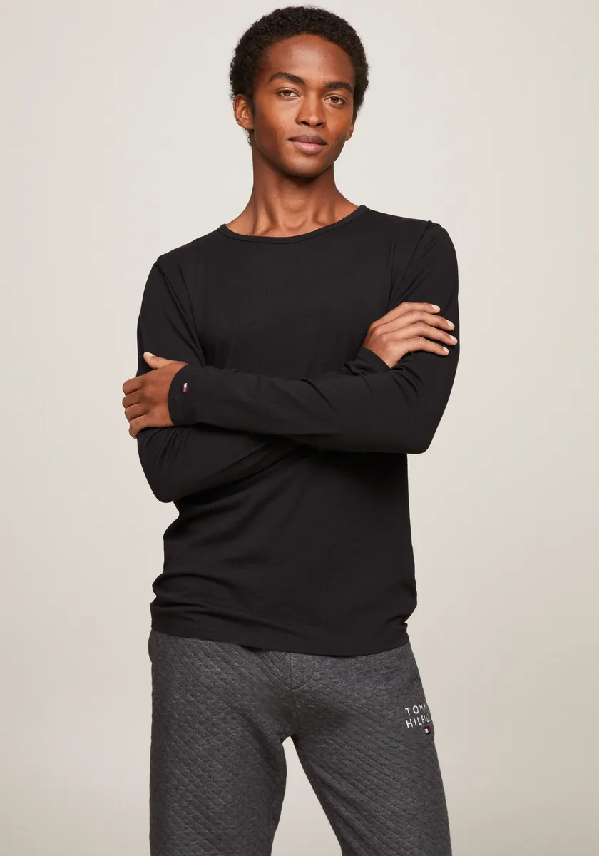 Футболка Tommy Hilfiger Underwear "3P LS Tee" с фирменной этикеткой, черный — фото 2