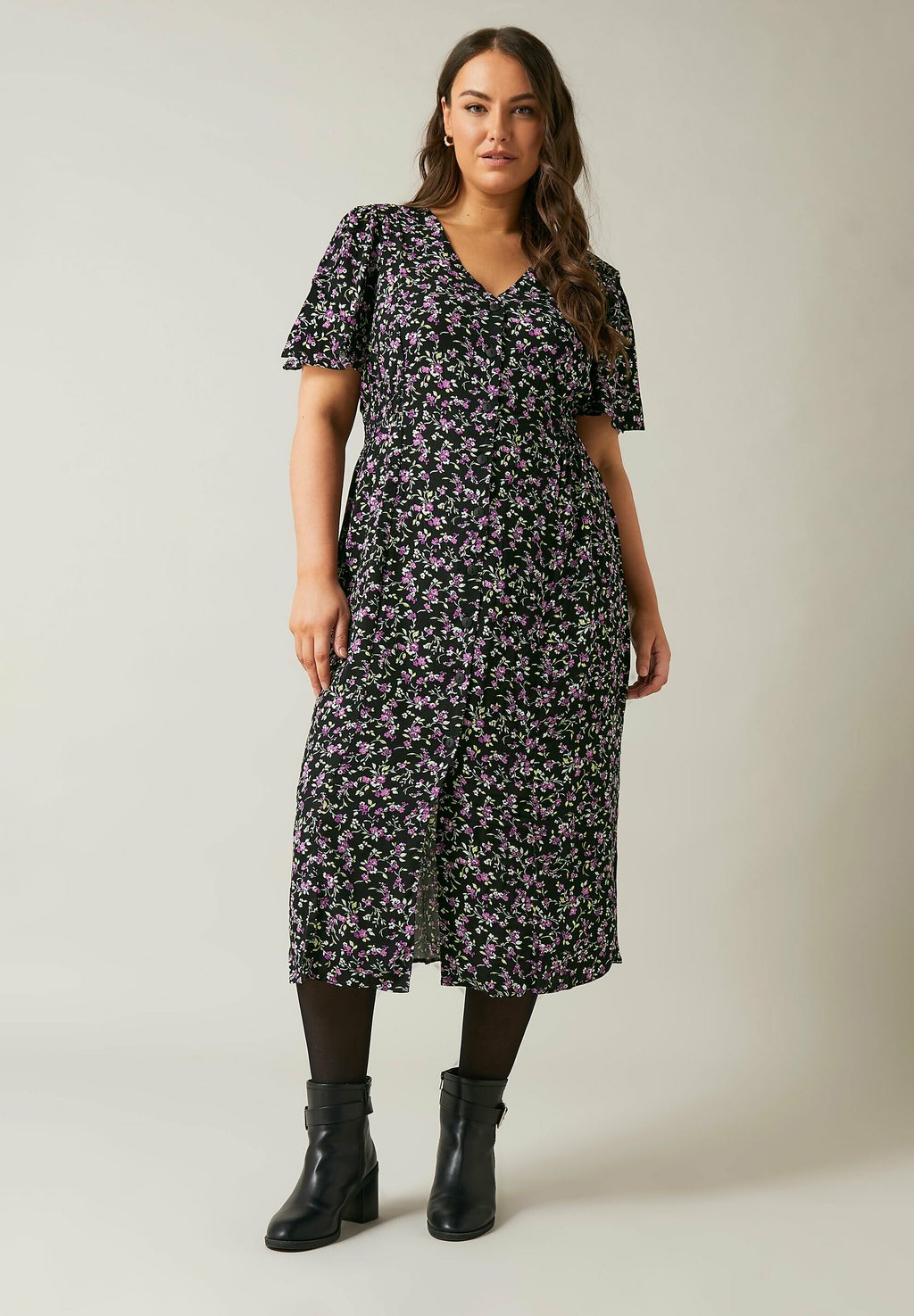

Платье-рубашка FLORAL PRINT MIDI Evans, фиолетовый