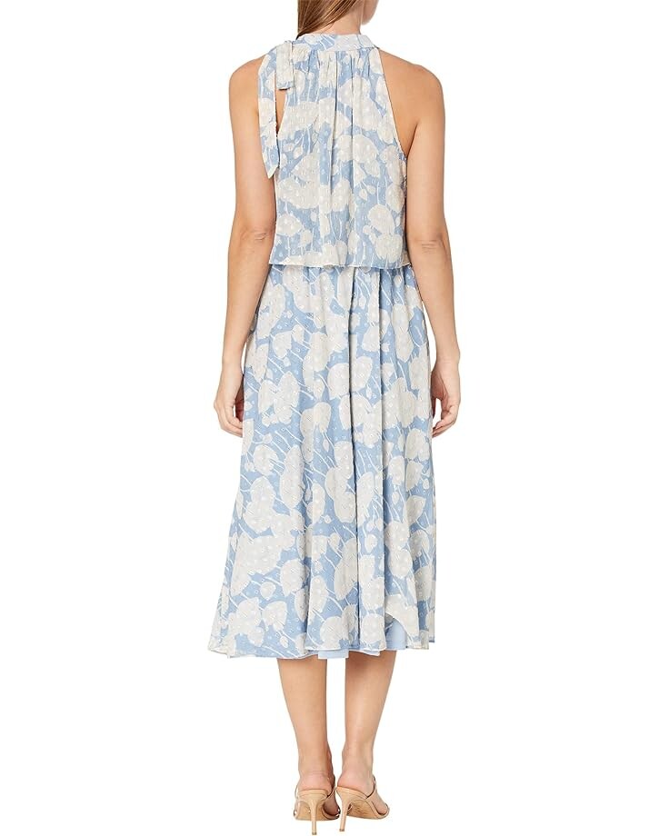 

Платье Adrianna Papell Printed Floral Chiffon Popover Dress, светло-синий