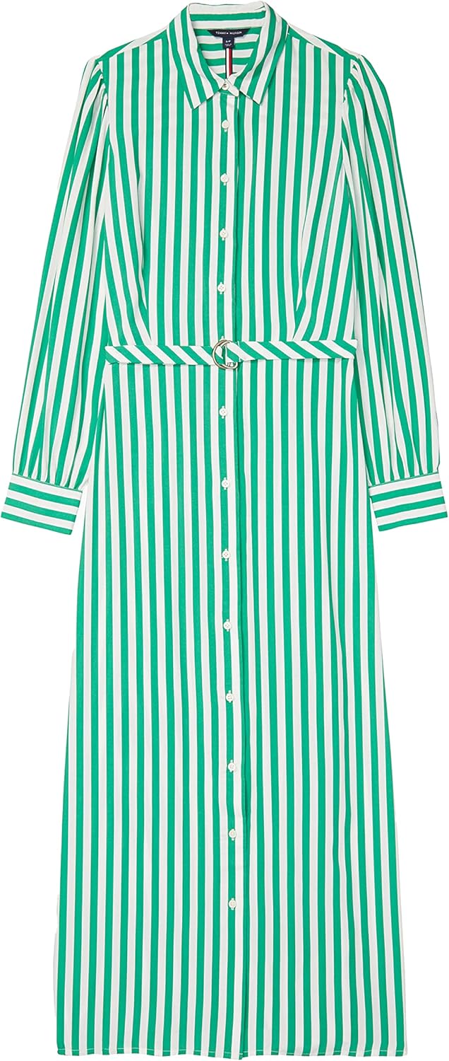 

Женское платье-рубашка в полоску Tommy Hilfiger с магнитной застежкой, Primary Green Multi