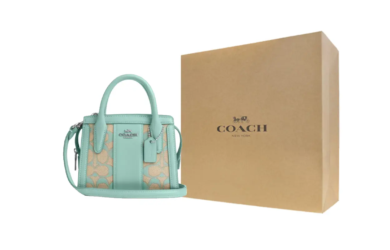 

COACH Мини-сумка из коровьей кожи для женщин, серебристая и выцветшая синяя