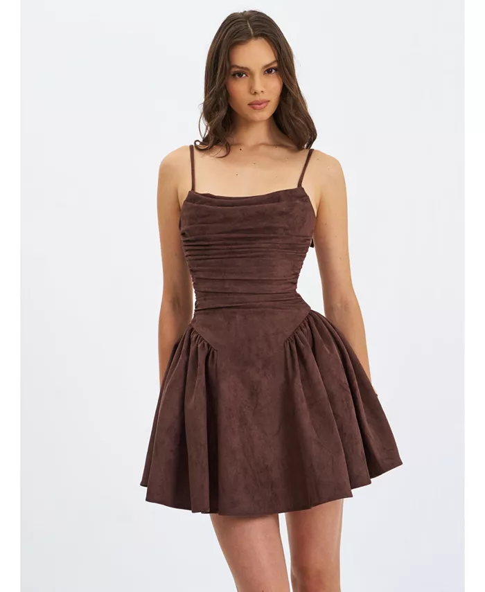 

Женское мини-платье Raisa Mahogany с замшевыми сборками Miss Circle, коричневый