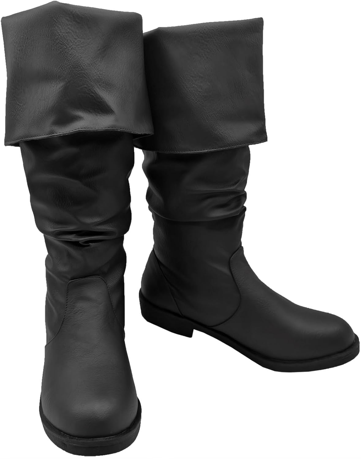 

Средневековые пиратские сапоги, ренессансные сапоги, хэллоуинские сапоги до середины голени, готические косплей-ботинки для взрослых Junqiako, черный