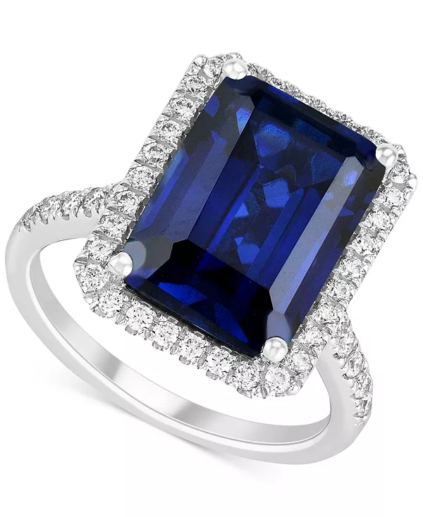 

Кольцо с выращенным в лаборатории изумрудом (6-1/2 карата) и выращенным в лаборатории бриллиантом (1/2 карата) из 14-каратного белого золота (также доступно с сапфиром и рубином) Grown With Love, saphire