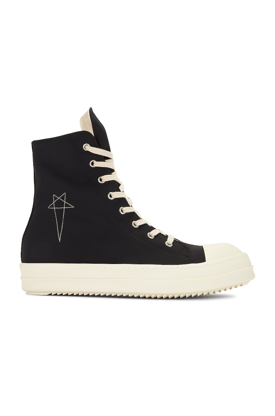 

High Top Кеды with Pentagram Embroidery Drkshdw By Rick Owens, Black & Pearl