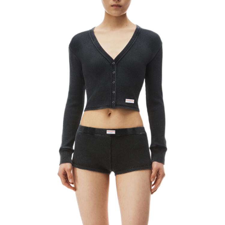 Коллекция Bodywear FW24 Вязаный свитер женский постиранный черный Alexander Wang — фото 2