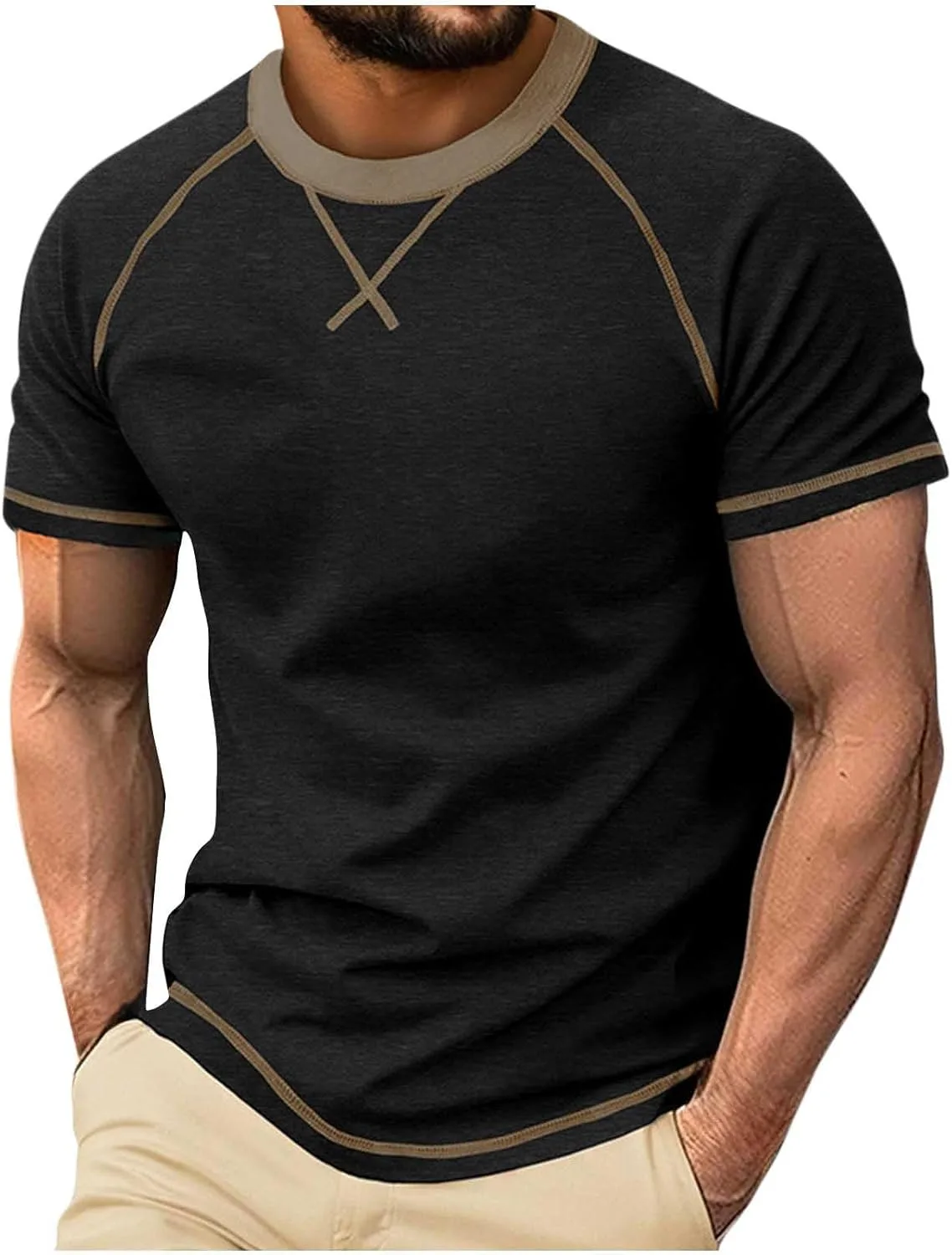 

Футболка с круглым вырезом для мужчин, короткий рукав, спортивная