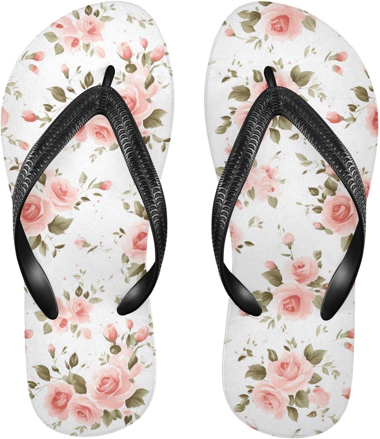 

Вьетнамки SPRIPORT с винтажными розовыми розами для женщин и мужчин, удобные повседневные сандалии с мягкой подошвой и противоскользящей резиновой подошвой, для отдыха на пляже летом
