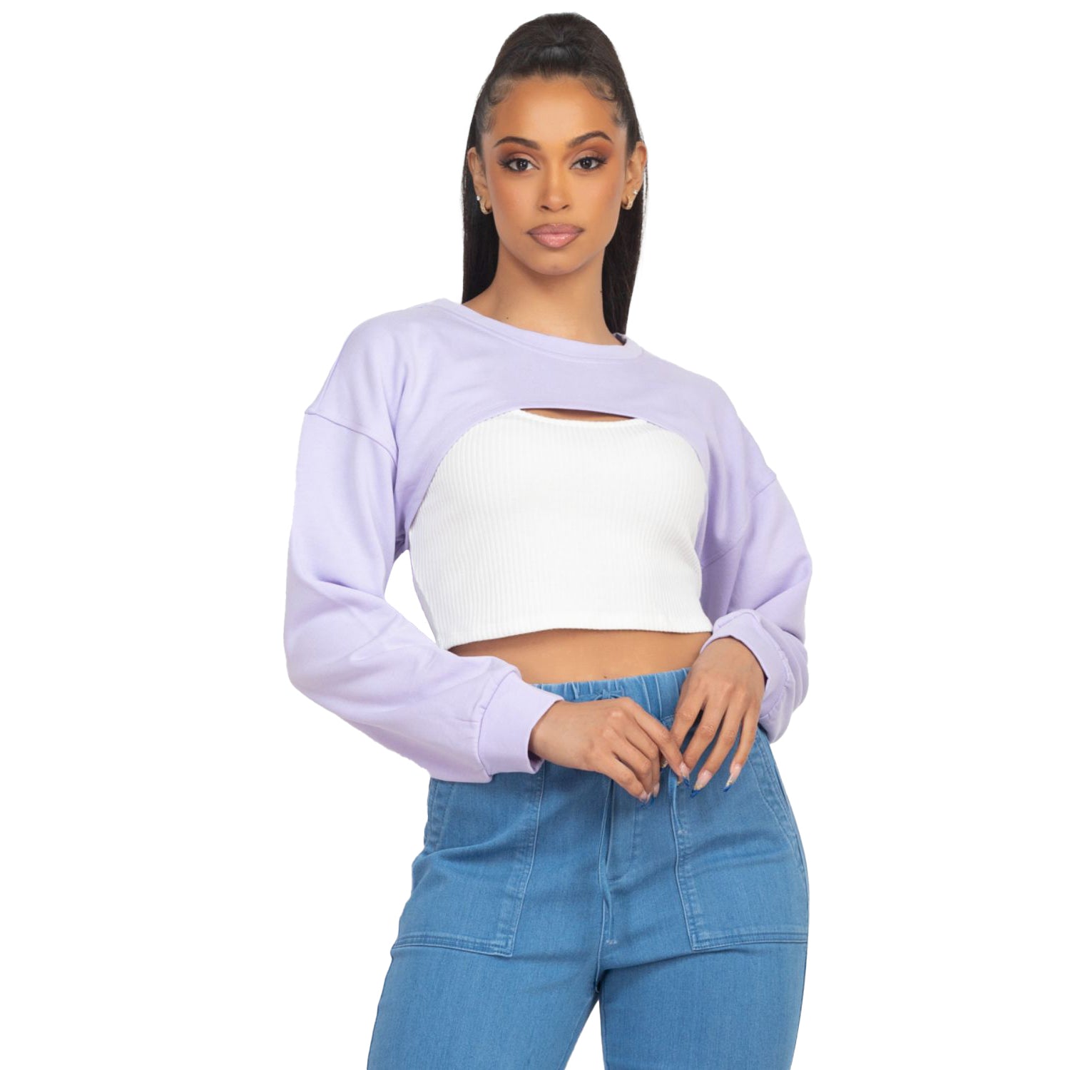 

Топ без рукавов в рубчик с джемпером FASHNZFAB, цвет ice lavender