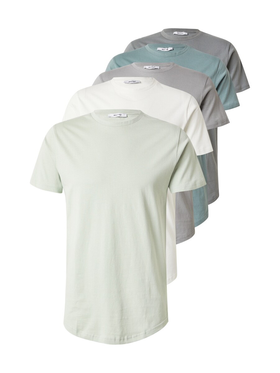 

Футболка ABOUT YOU Caspar, Grey/Green/Pastel green/White