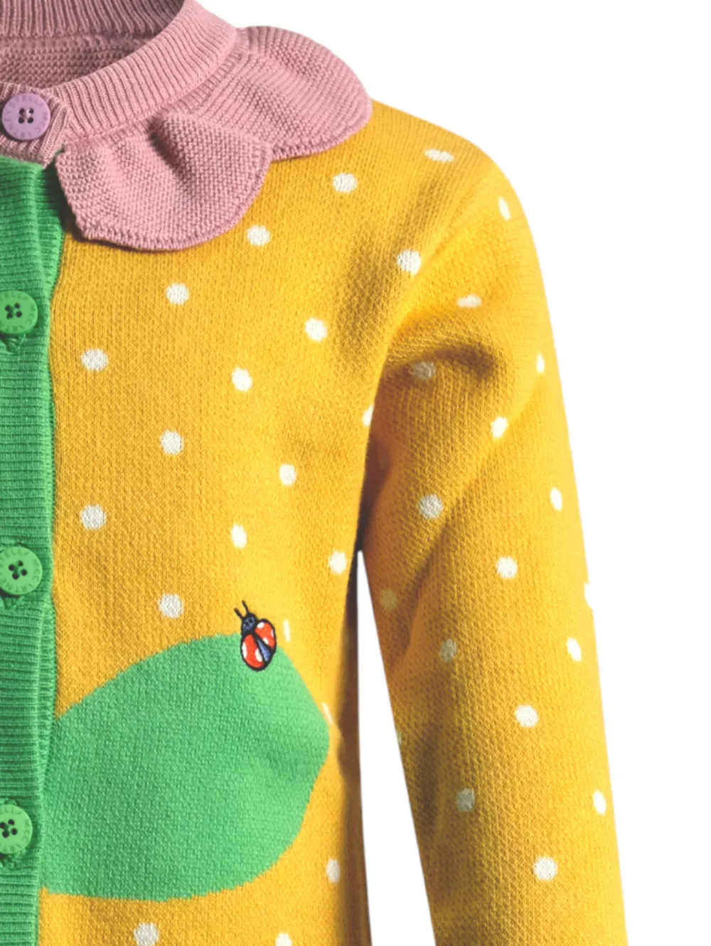 Кардиган с оборками и узором в горох Stella Mccartney Kids, желтый — фото 3