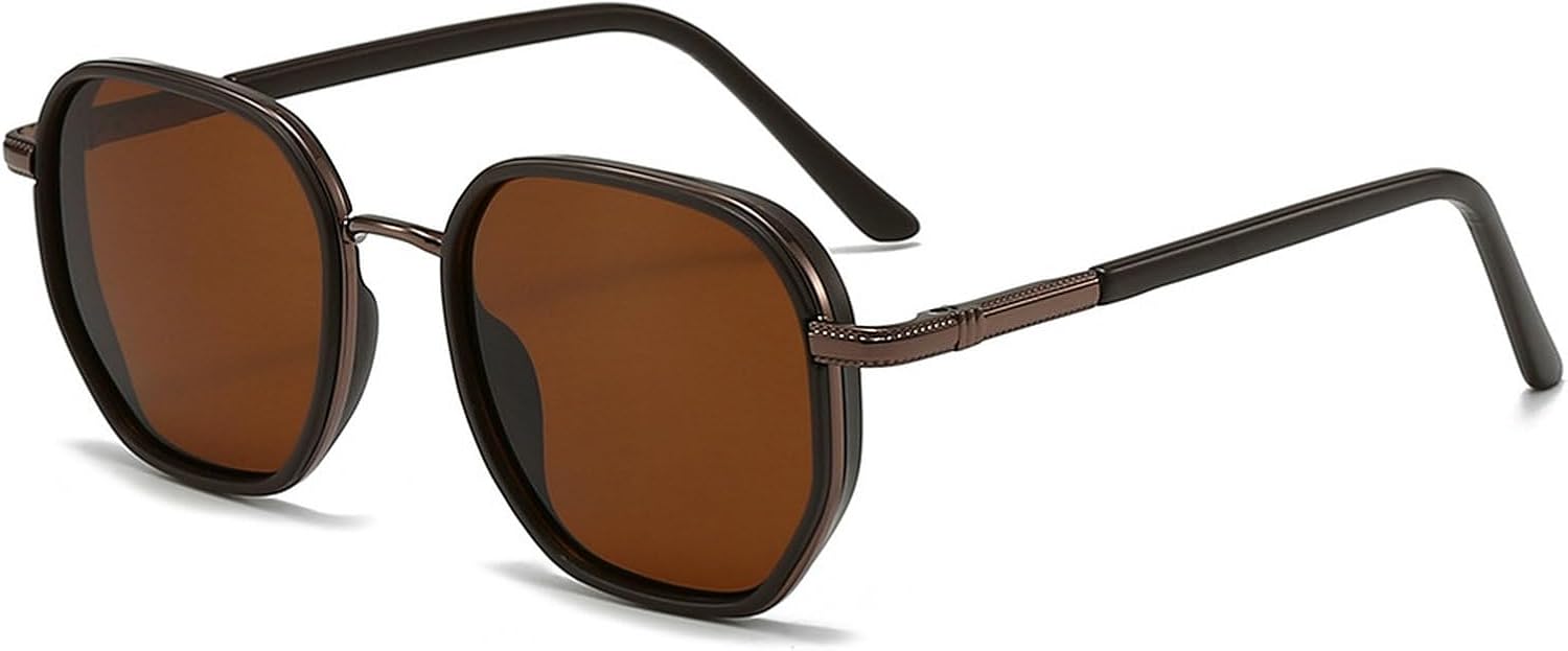 

Поляризованные солнцезащитные очки-пилот для женщин, винтажные квадратные солнцезащитные очки с двойной перемычкой и металлическими линзами, защита от УФ-излучения mincl, C5