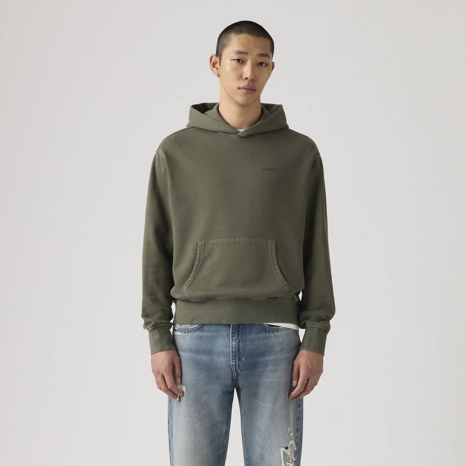 Оригинальная толстовка с капюшоном, окрашенная методом Garment Dye Levi's, Green — фото 4