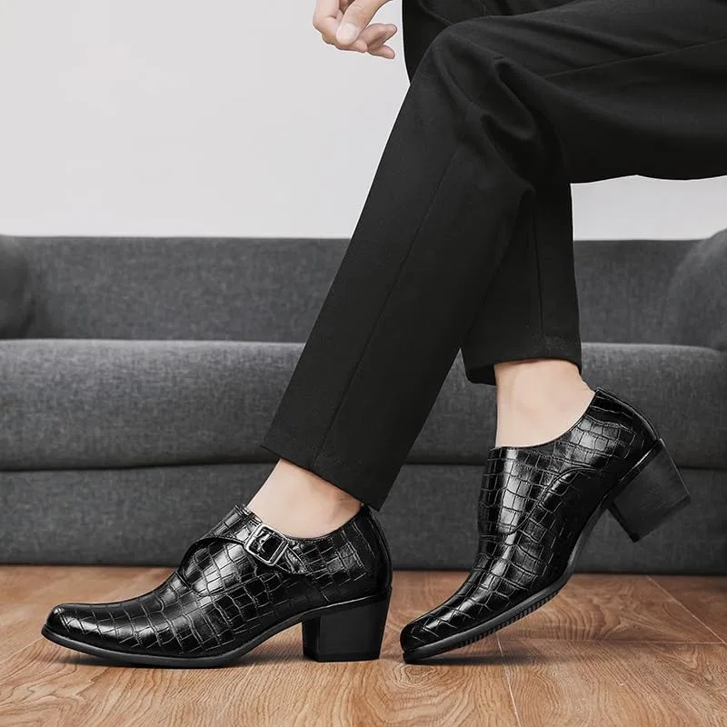 Туфли-лодочки мужские на каблуке, Loafers & Slip-Ons, Black — фото 4