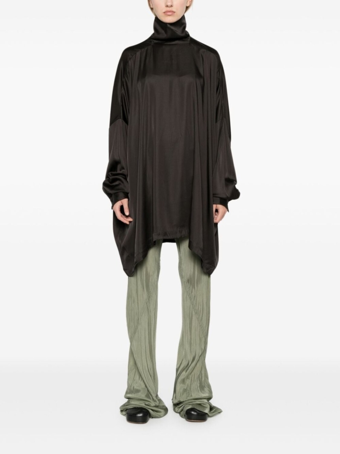 Rick Owens атласная блузка Tabard, черный — фото 2