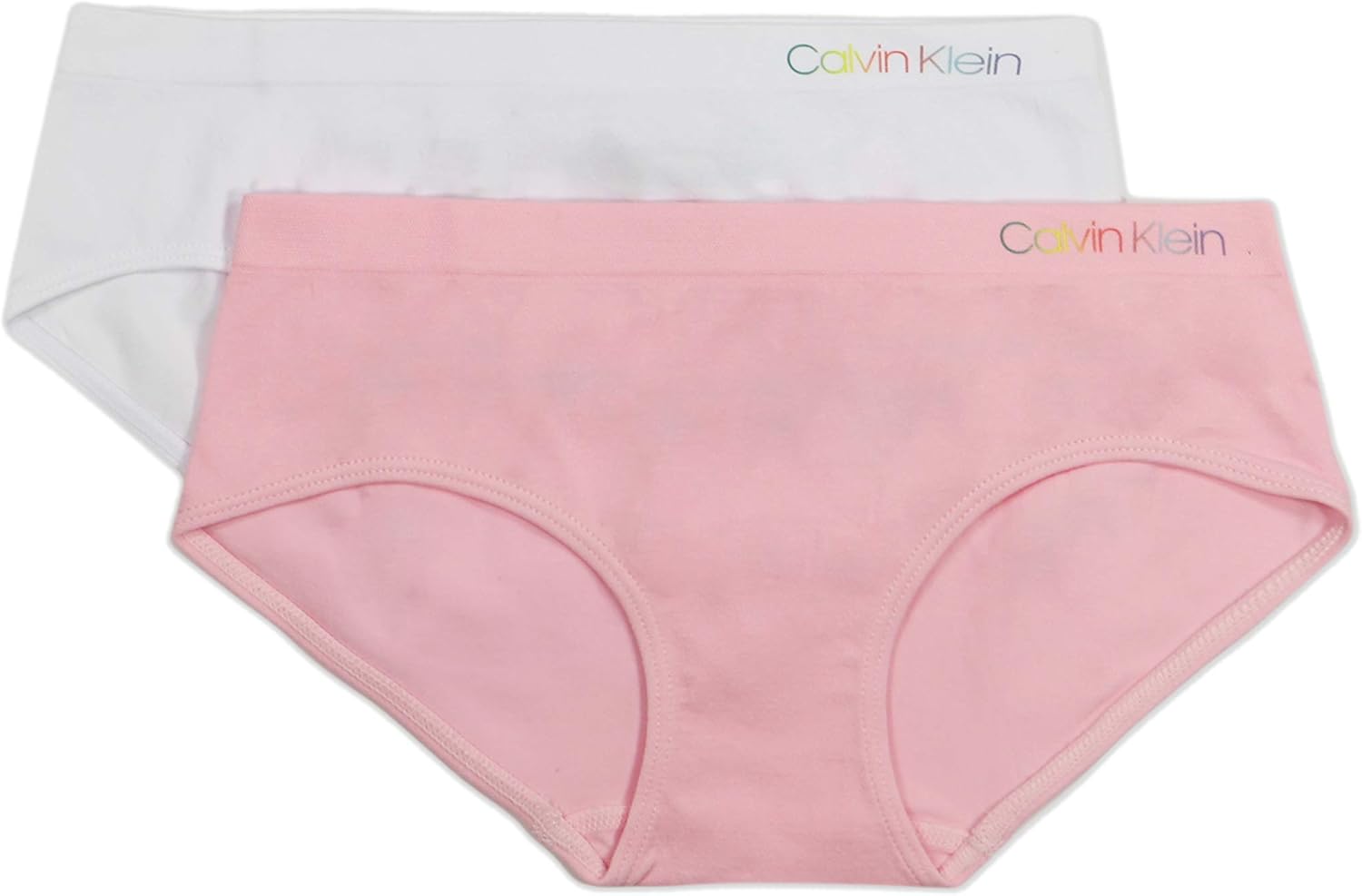 

Бесшовные трусики-хипстеры Calvin Klein для девочек (2 шт.), White/Pink Lady