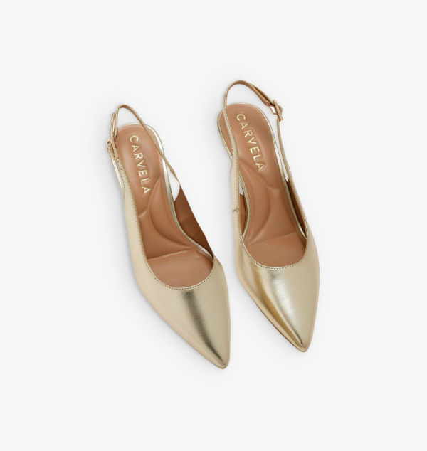 Туфли Allegra из искусственной кожи на каблуке с открытой пяткой Carvela, золотой — фото 2