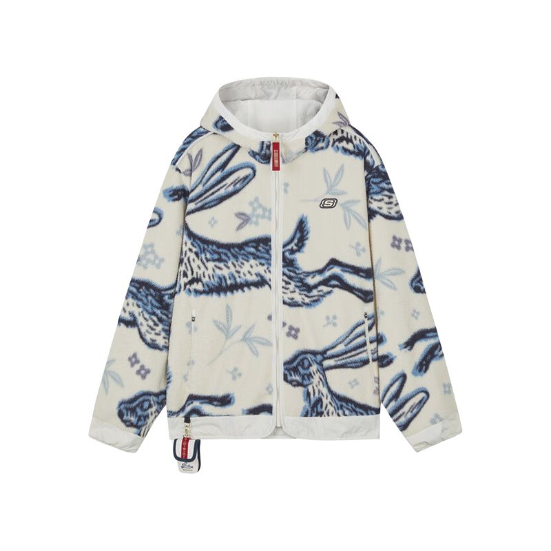 

Skechers Новогодняя коллекция Спортивная повседневная коллекция Мужское пальто с бархатистой текстурой Бело-красное с принтом зайца, White Red Hare All over Print 02 PC