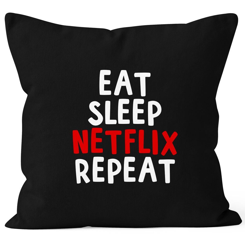 

Чехол на подушку Eat Sleep Netflix, чехол на подушку с повтором, декоративная подушка, хлопок MoonWorks, черный, униразмер