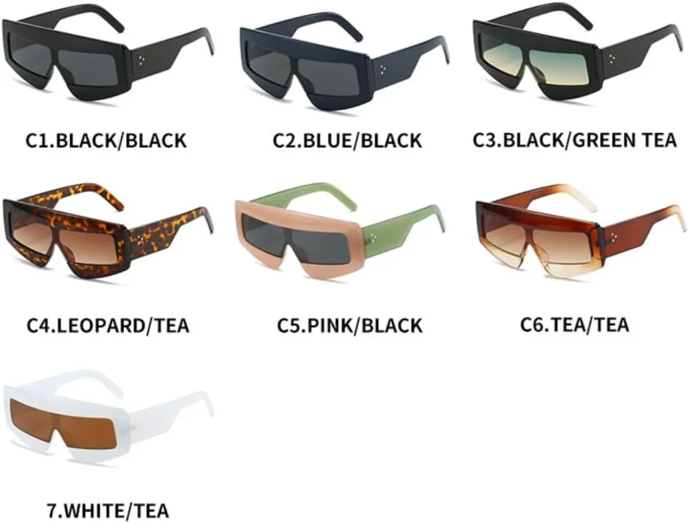 

Солнцезащитные очки для мужчин и женщин - защита UV400 - цельные линзы с заклепками, цветные линзы, для занятий спортом на открытом воздухе и вождения DSVIGF, Tea