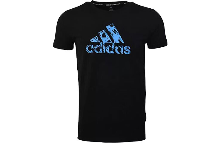 

Футболка мужская черная синяя этикетка Adidas, черный