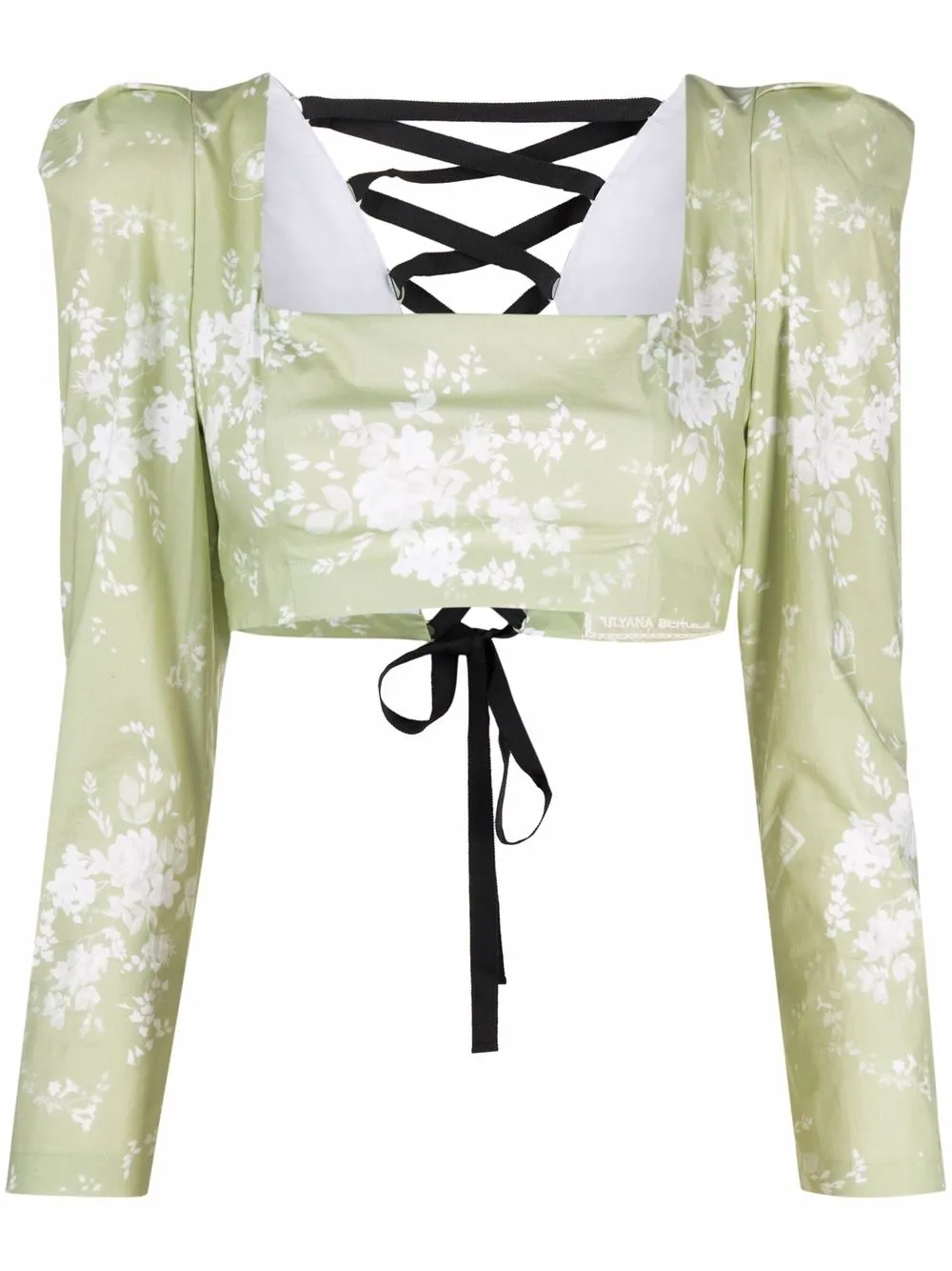 

Укороченная блузка с цветочным принтом Ulyana Sergeenko, черный
