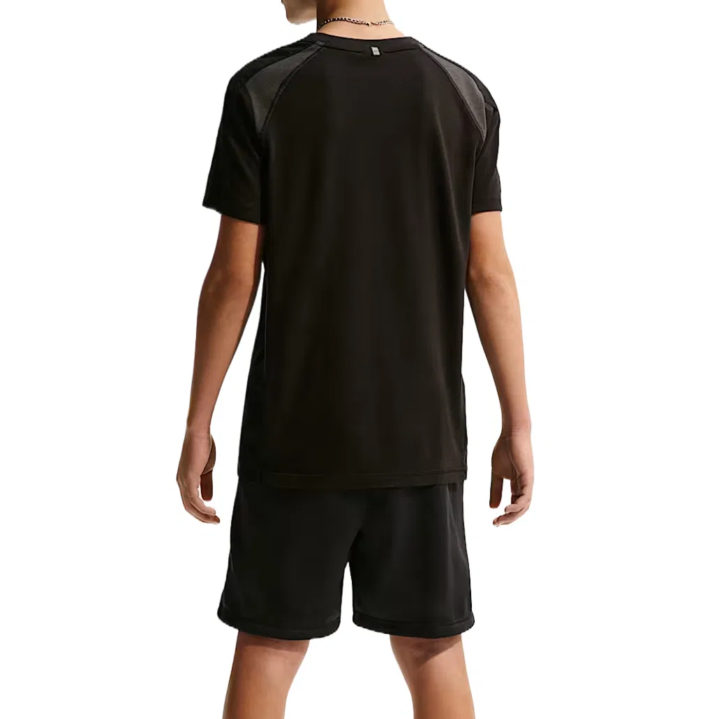 Спортивные шорты из флиса с подкладкой, легкий трикотаж, детские Nike, Black/Black/Grass Green Orange — фото 3