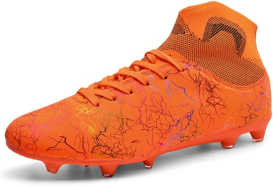 

Мужские, женские и унисекс легкие гибкие футбольные бутсы AG, многоповерхностные и зальные футбольные кроссовки с шнуровкой Tisamy, оранжевый