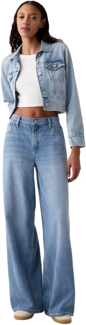 Джинсы женские Mid Rise Baggy Denim от Gap, светло-индиго
