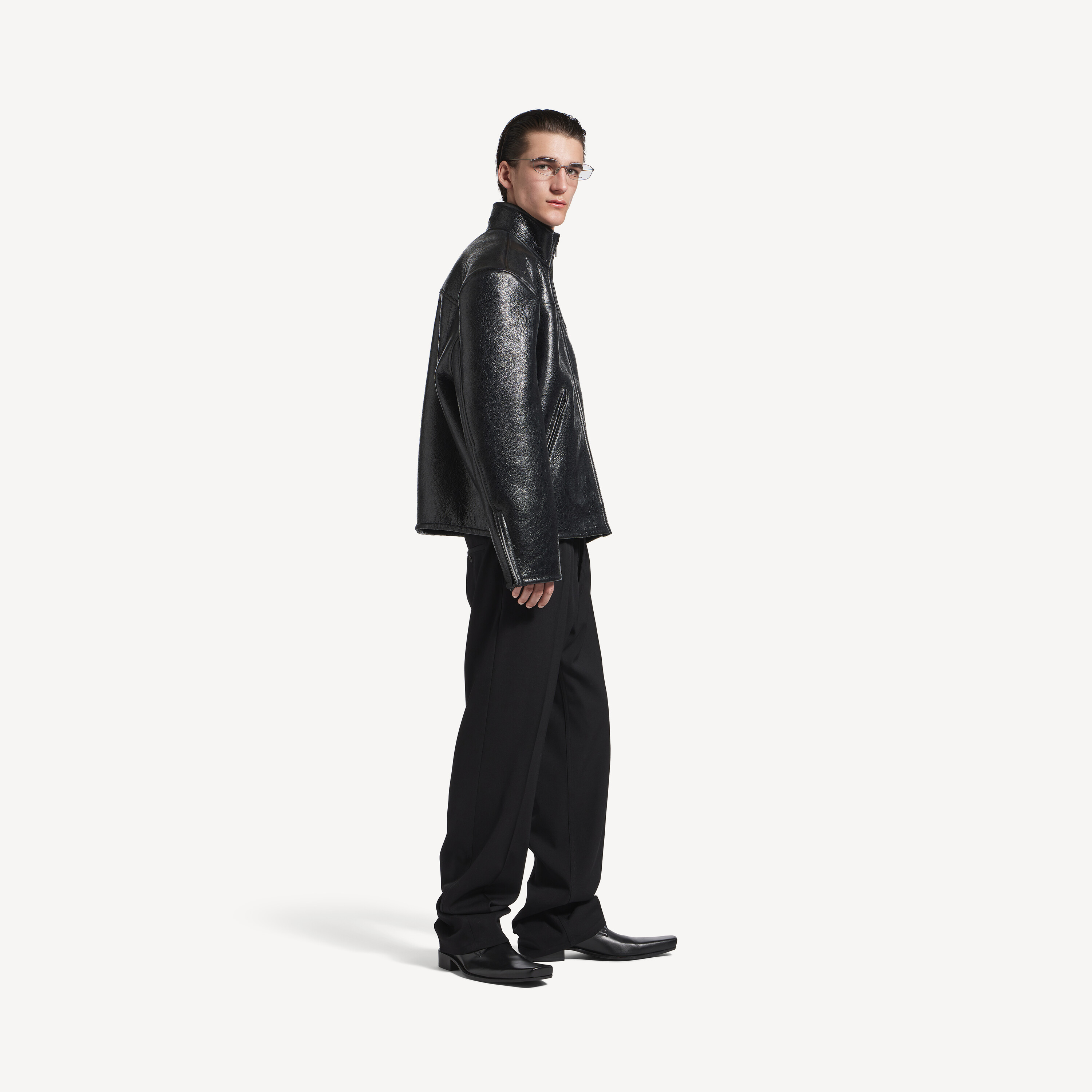 Мужская куртка из овчины на молнии, черная BALENCIAGA, черный — фото 2