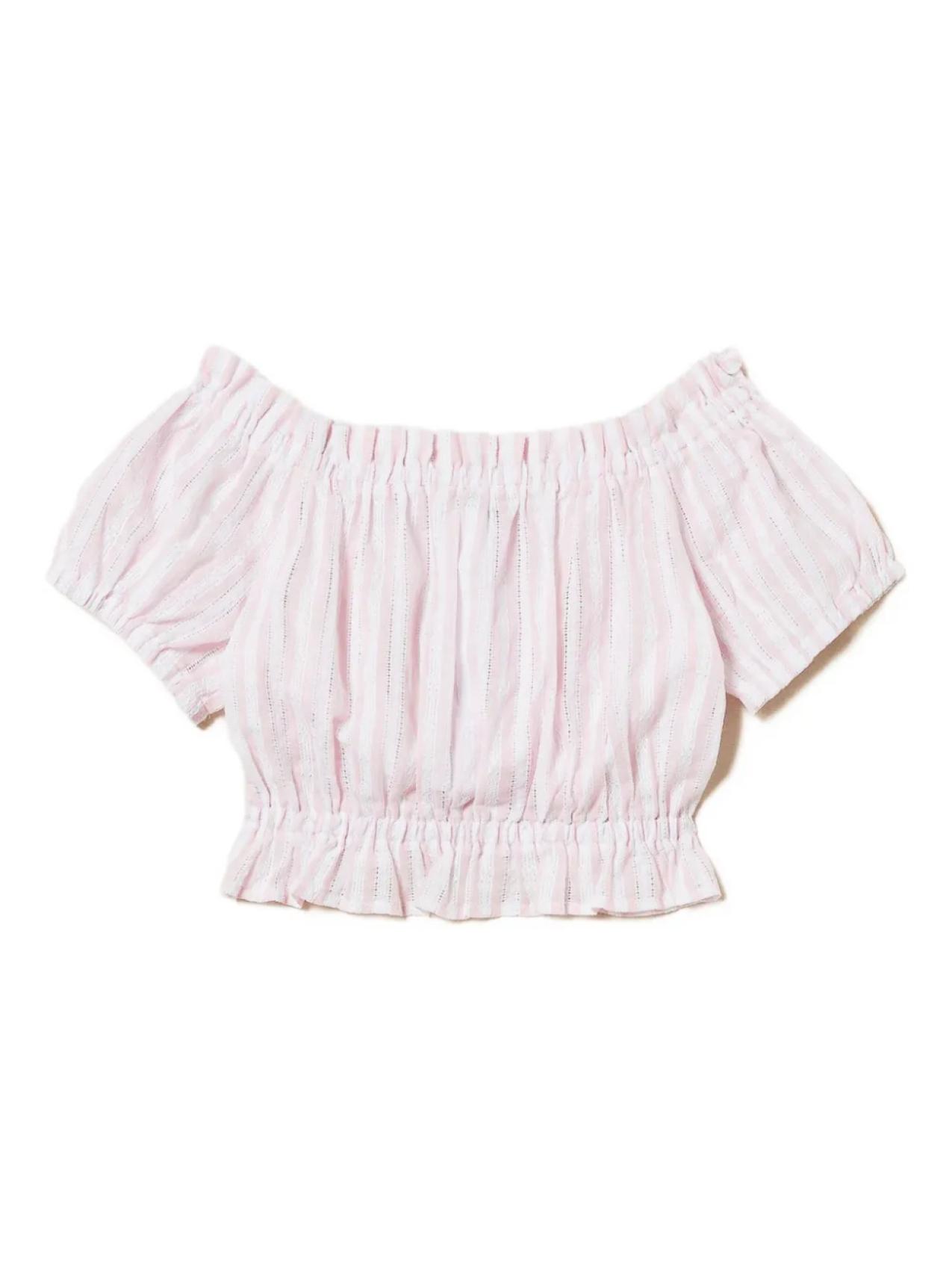 

Полосатый топ с открытыми плечами TWINSET Kids, розовый
