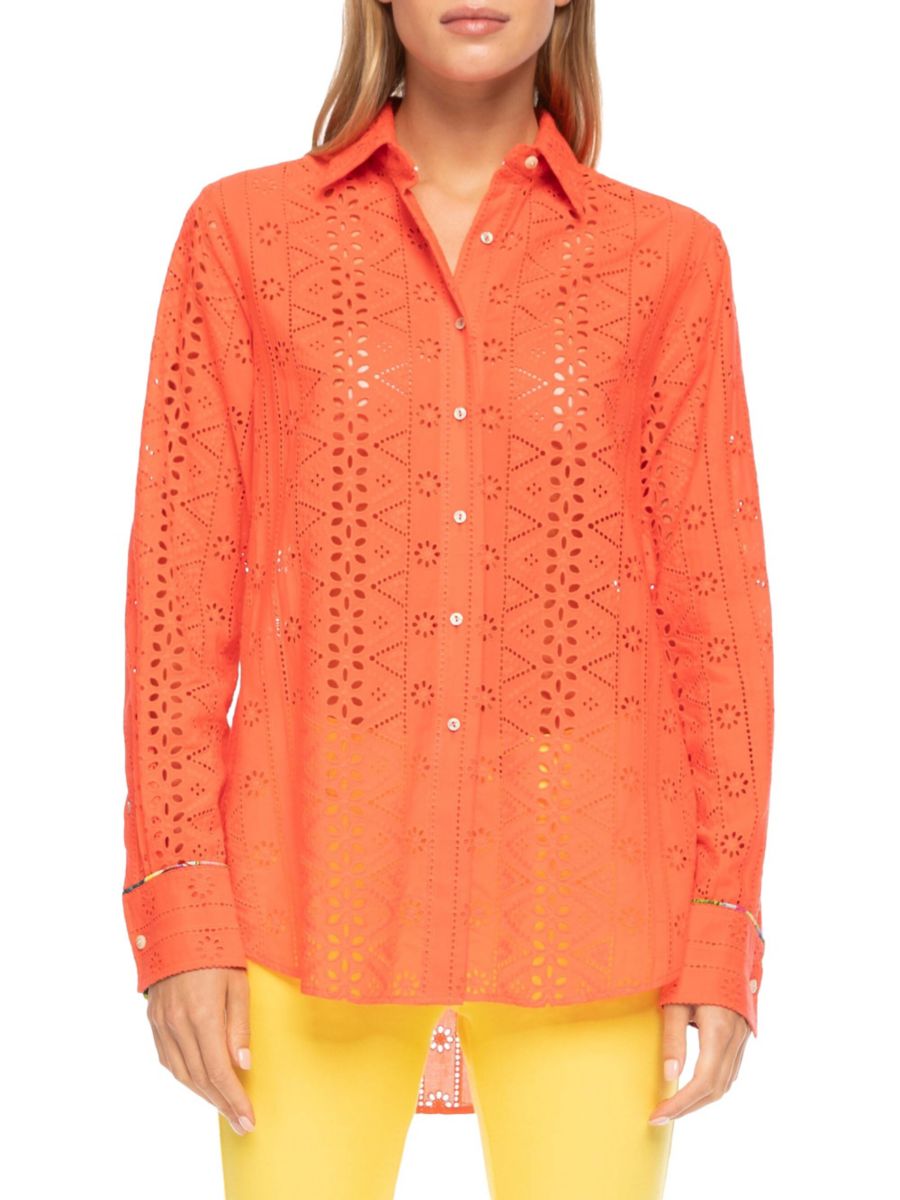 

Рубашка на пуговицах Carrie Eyelet Robert Graham, цвет Coral