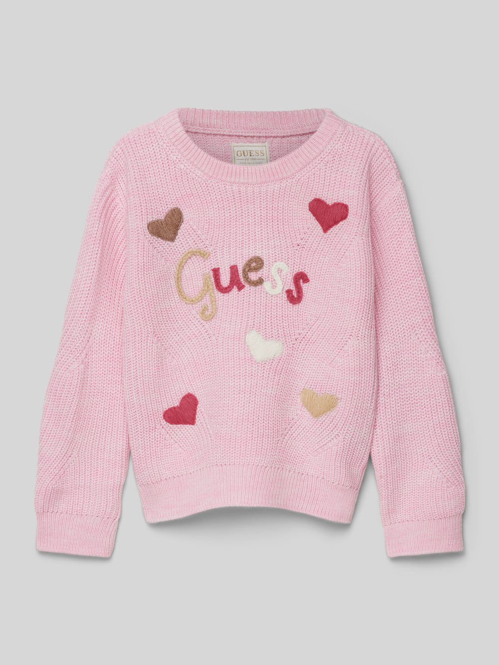 

Вязаный свитер с пришитыми этикетками Guess, светло-розовый