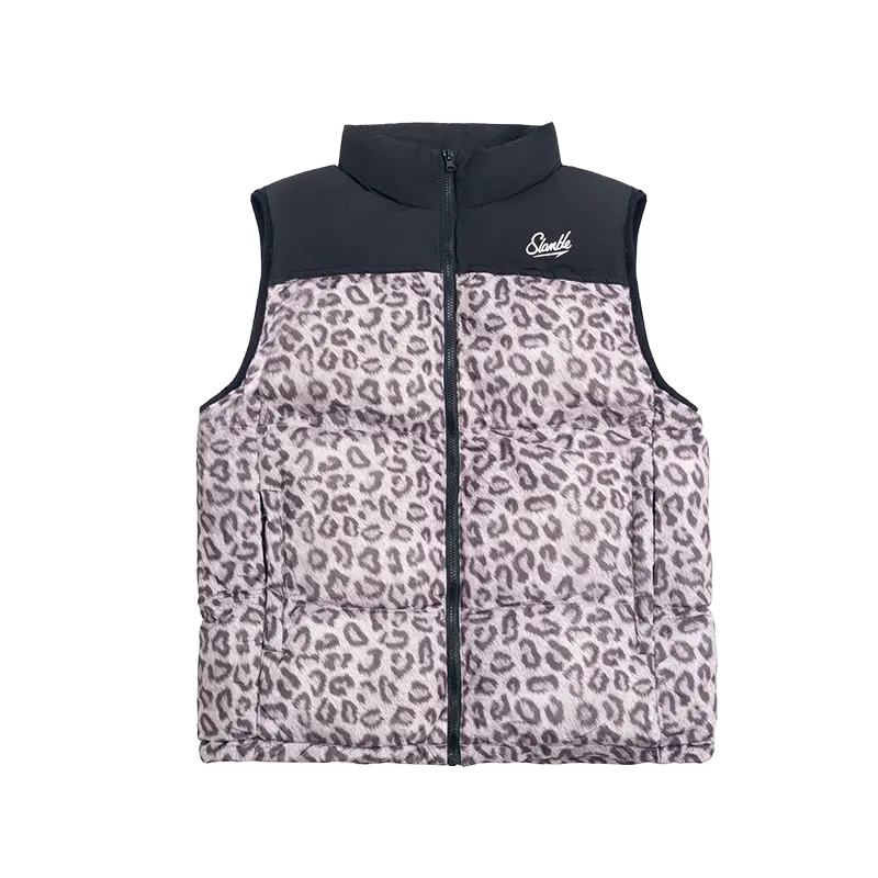 

Жилет унисекс с воротником-стойкой, утолщенные, другие Slamble, серый leopard