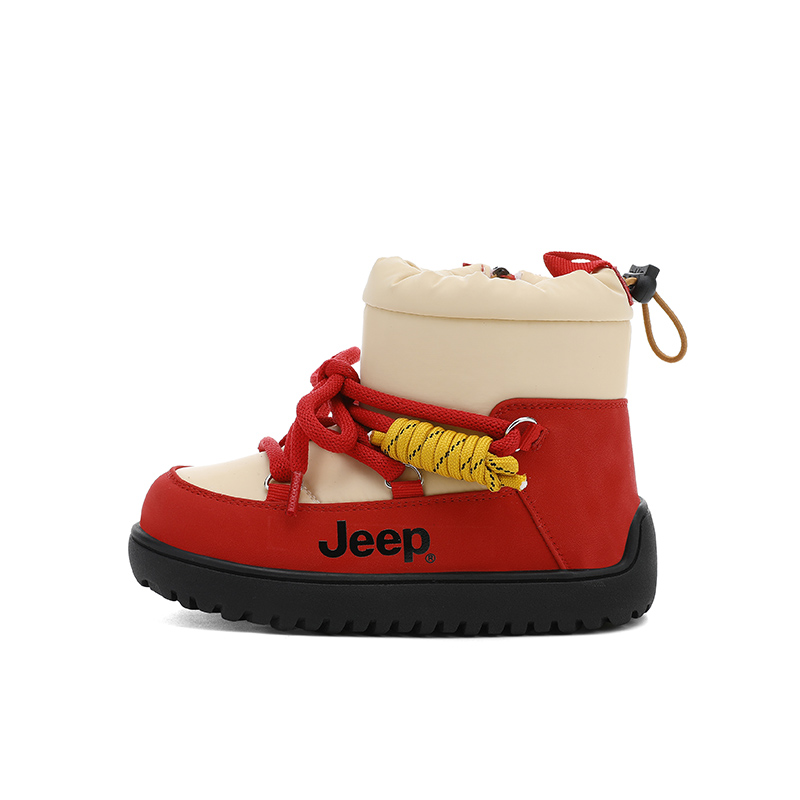 

Утепленные зимние ботинки mid top для детей с противоскользящей и износостойкой подошвой Jeep, china красный/кремовыйy оранжевый[thick cotton]