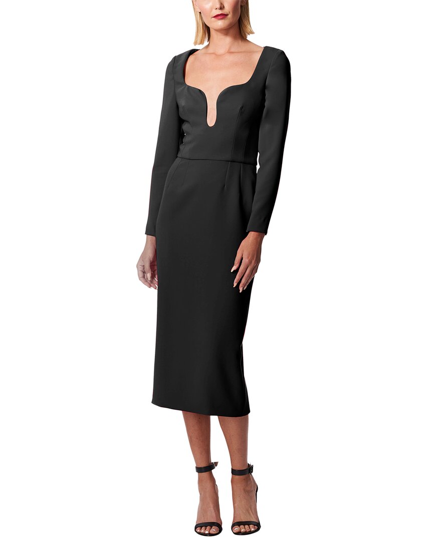

Платье миди Carolina Herrera с рукавами 3/4 и U-образным вырезом, черный