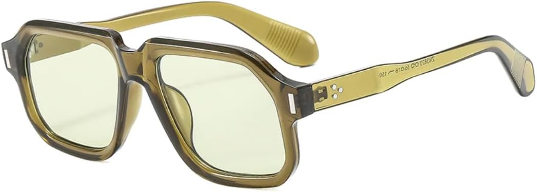 

Мужские ретро-солнцезащитные очки для активного отдыха, модные желто-синие оттенки, защита от УФ-излучения UV400, женские панк-очки с заклепками UUPTTPL, Olive Green Green