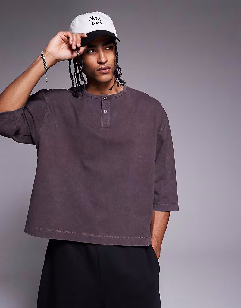 

Футболка свободного кроя ASOS DESIGN плотностью 220 г/м² коричневого цвета