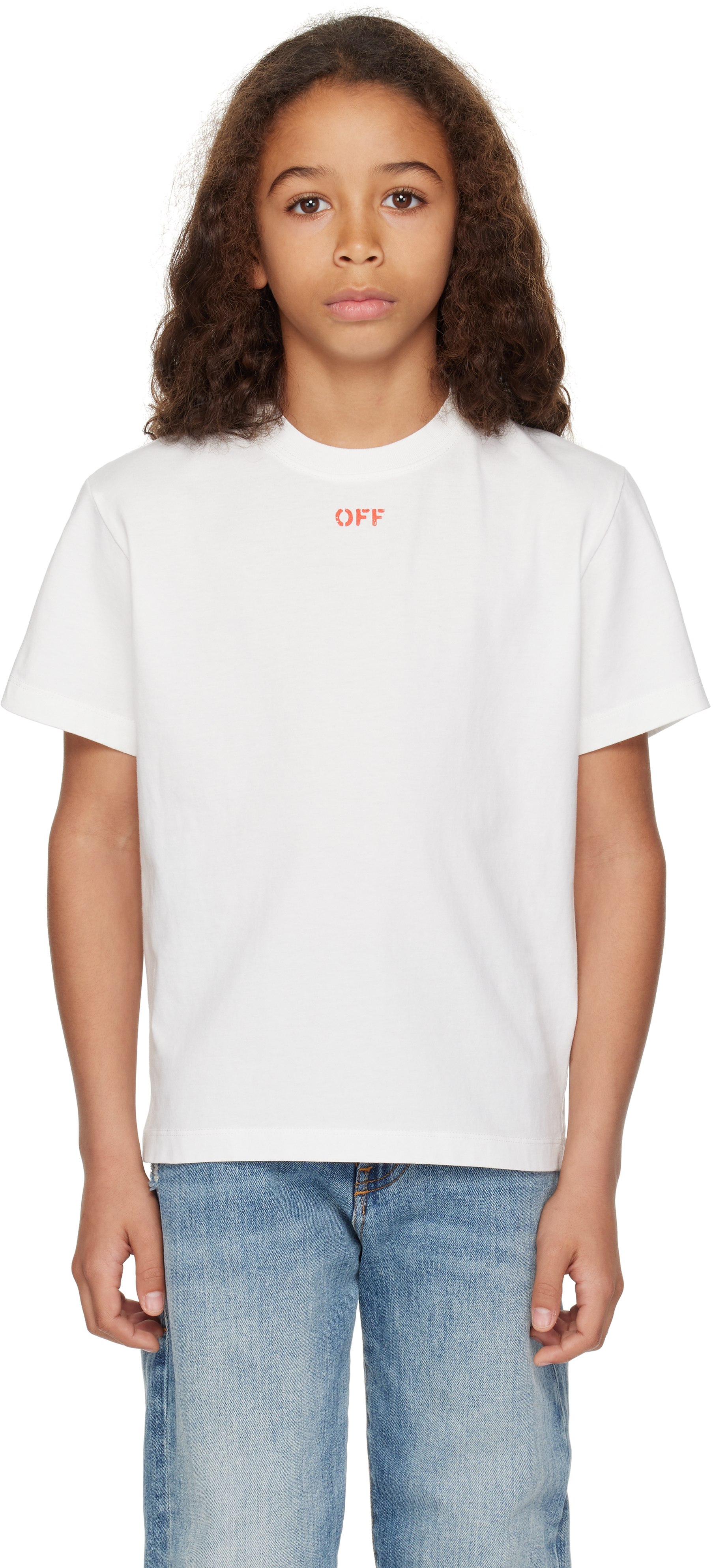 

Детская белая футболка Off Stamp «Молодежь» Off-White