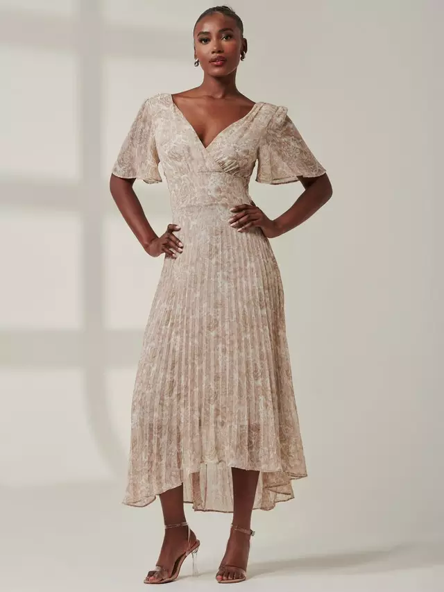 

Платье Jolie Moi Chelsea Pleated Midi, цвет taupe/multi