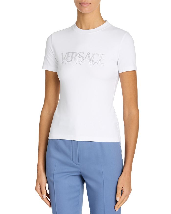 

Футболка с логотипом и декором Versace, белый