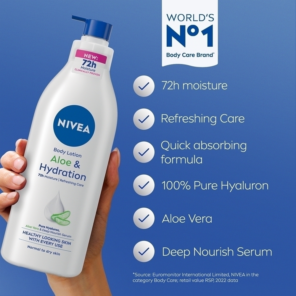 Увлажняющий лосьон для тела Aloe & Hydration с алоэ вера Nivea, 625 мл — фото 2